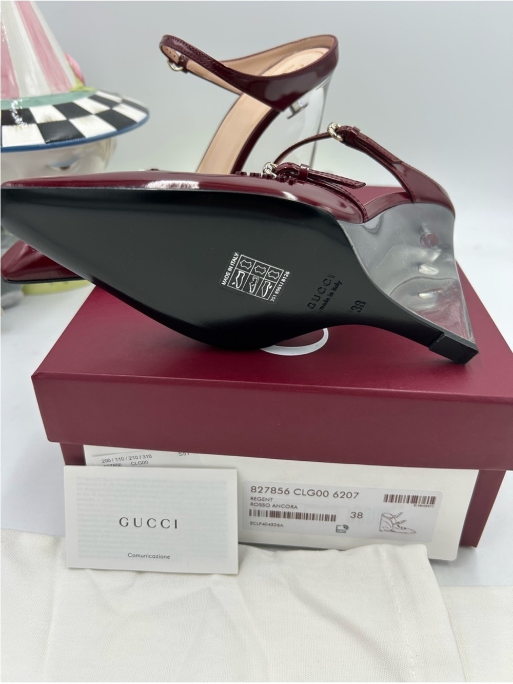 Women’s Gucci Rosso leather wedge mule size 38 made Italy - Picture 13 of 14